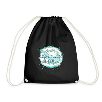 Airplane Flying Flight - Drawstring Bag - black - Front