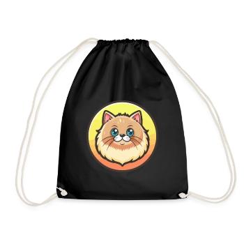 Persische Katze Rasse Karikatur Kawaii Tier Haustier - Turnbeutel - Schwarz - Vorne