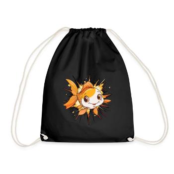 Fish Fishing Trout Pond - Drawstring Bag - black - Front