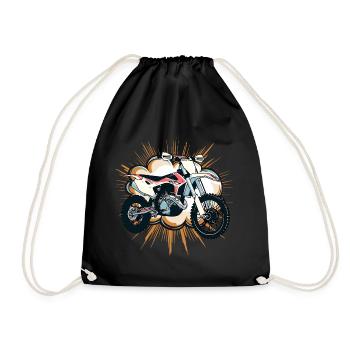 Dirtbike Motocross Bikerin - Turnbeutel - Schwarz - Vorne