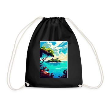 Belize Caribbean Travel Poster Souvenir Paint WPA - Drawstring Bag - black - Front