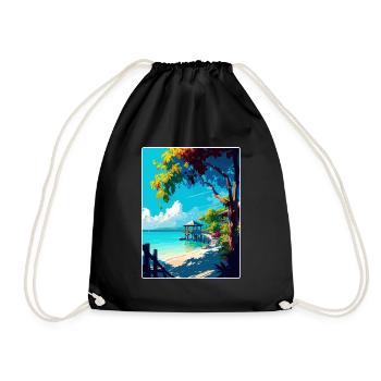 Negril Karibik Reise Poster Souvenir Farbe WPA - Turnbeutel - Schwarz - Vorne