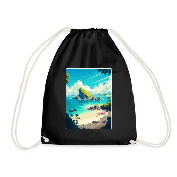 Bali Indonésie Voyage Affiche Souvenir Peinture WPA - Sac de sport léger - noir - Devant