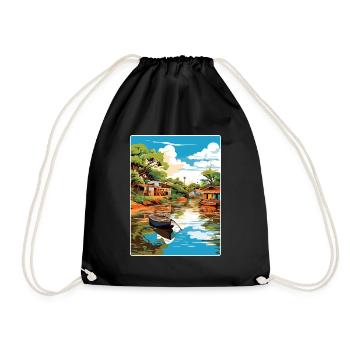 Tigre Argentina Travel Poster Souvenir Paint WPA - Drawstring Bag - black - Front