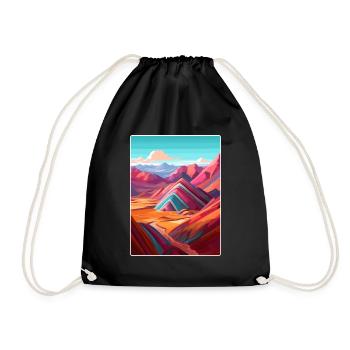 Rainbow Mountain Peru Travel Poster Souvenir WPA - Drawstring Bag - black - Front