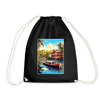Tigre Argentina Travel Poster Souvenir Paint WPA - Drawstring Bag - black - Front