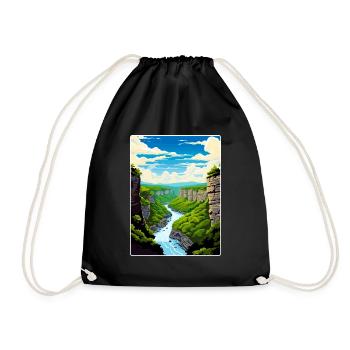 New River Gorge National Park Travel Poster WPA - Drawstring Bag - black - Front