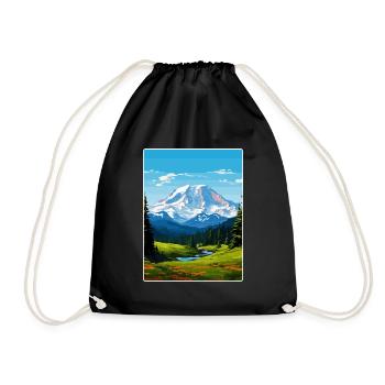 Mount Rainer New National Park Travel Poster WPA - Drawstring Bag - black - Front