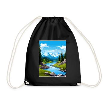 North Cascades National Park Travel Poster Card - Drawstring Bag - black - Front