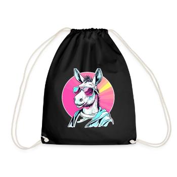 Pop Art Esel mit Sonnenbrille Hoodie - Turnbeutel - Schwarz - Vorne