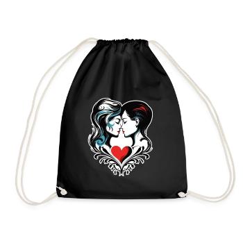 Kissing duet in the heart setting - Drawstring Bag - black - Front