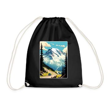 Mount Rainier Nationalpark Reiseposter Souvenir - Turnbeutel - Schwarz - Vorne