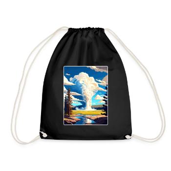 Yellowstone National Park Travel Poster Souvenir - Drawstring Bag - black - Front