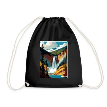Yellowstone National Park Travel Poster Souvenir - Drawstring Bag - black - Front