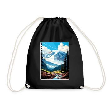 Mount Rainier Nationalpark Reiseposter Souvenir - Turnbeutel - Schwarz - Vorne
