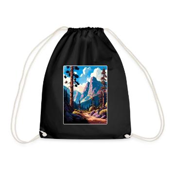 Kings Canyon National Park Travel Poster Souvenir - Drawstring Bag - black - Front