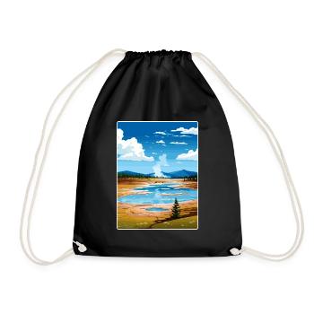 Yellowstone National Park Travel Poster Souvenir - Drawstring Bag - black - Front
