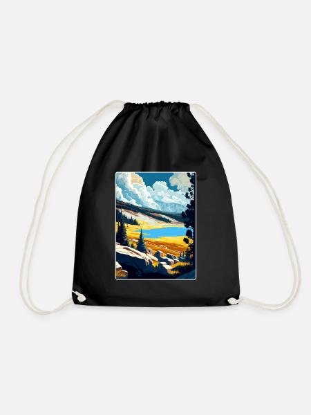 Yellowstone Nationalpark Reiseplakat Souvenir - Turnbeutel - Schwarz