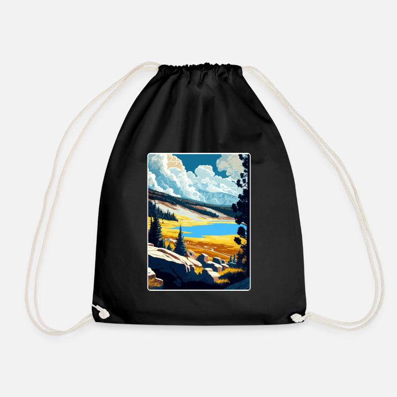 Yellowstone Nationalpark Reiseplakat Souvenir - Turnbeutel - Schwarz