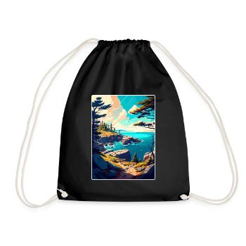 Acadia National Park Travel Poster Souvenir WPA - Drawstring Bag - black - Front
