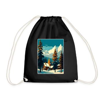 Megève Ski Les Arcs Skifahren Reiseposter Souvenir - Turnbeutel - Schwarz - Vorne
