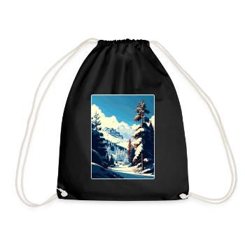 Courchevel Ski Skiing Travel Poster Souvenir WPA - Drawstring Bag - black - Front