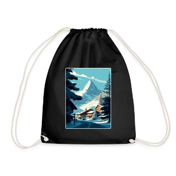Zermatt Ski Ski Affiche de voyage Peinture souvenir WP - Sac de sport léger - noir - Devant