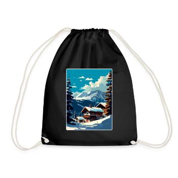 Verbier Ski Ski Voyage Affiche Peinture Souvenir WP - Sac de sport léger - noir - Devant