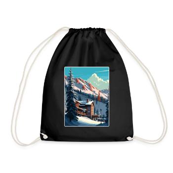 Snowbird Ski Skifahren Vintage Reise Poster Souvenir - Turnbeutel - Schwarz - Vorne