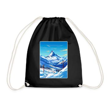 Zermatt Ski Ski Affiche de voyage Peinture souvenir WP - Sac de sport léger - noir - Devant