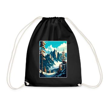 Chamonix Ski Skifahren Vintage Reise Poster Souvenir - Turnbeutel - Schwarz - Vorne