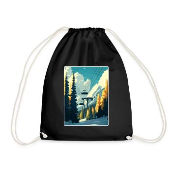 Aspen Ski Skifahren Reise Poster Souvenir Farbe WPA - Turnbeutel - Schwarz - Vorne