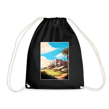 Riviera Country Club Golf Travel Poster Souvenir - Drawstring Bag - black - Front