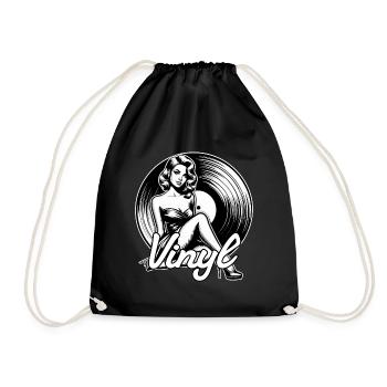 Disque vinyle musique femme cadeau - Sac de sport léger - noir - Devant