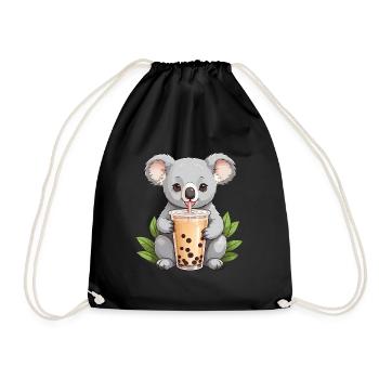 Koala mignon buvant un bubble tea - Sac de sport léger - noir - Devant