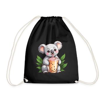 Süßer Koala trinkt Bubble Tea - Turnbeutel - Schwarz - Vorne