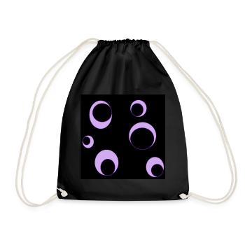 Black circles in lilac pink circles on black background - Drawstring Bag - black - Front