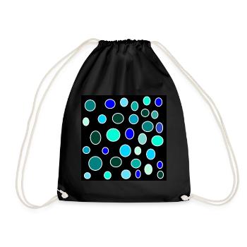 Blue and light blue bubbles on black background - Drawstring Bag - black - Front