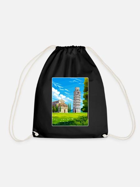 Pisa Italien Reise Poster Souvenir Postkarte Farbe - Turnbeutel - Schwarz