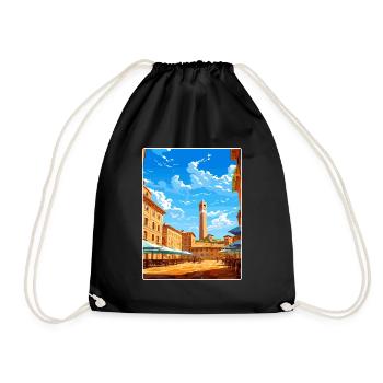 Siena Italien Reise Poster Souvenir Postkarte Farbe - Turnbeutel - Schwarz - Vorne