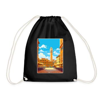 Siena Italien Reise Poster Souvenir Postkarte Farbe - Turnbeutel - Schwarz - Vorne