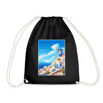 Santorin Grèce Grec Voyage Poster Souvenir WPA - Sac de sport léger - noir - Devant