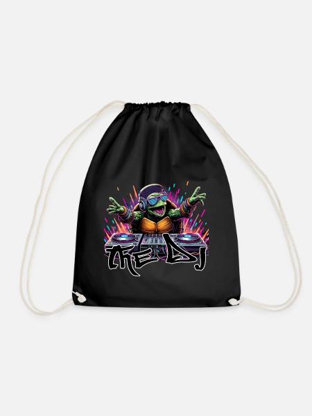 Schildkröte The DJ Musik Geschenk - Turnbeutel - Schwarz
