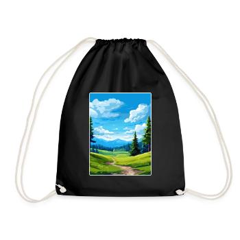 Black Forest Germany Travel Poster Souvenir WPA - Drawstring Bag - black - Front