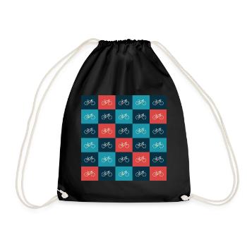 Vibrant Bicycle Pattern Artwork - Drawstring Bag - black - Front