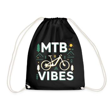 Mountain Bike Vibes Illustration - Drawstring Bag - black - Front