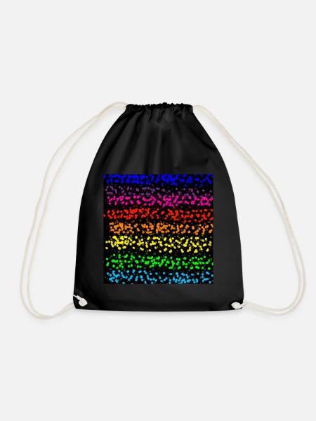 Punktstreifen in Regenbogenfarbe - Turnbeutel - Schwarz