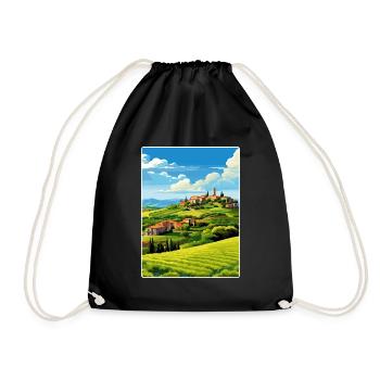 Italy Travel Poster Souvenir WPA Postcard Painting - Drawstring Bag - black - Front