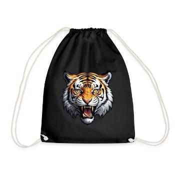 Tigre rugissant en furie - Sac de sport léger - noir - Devant