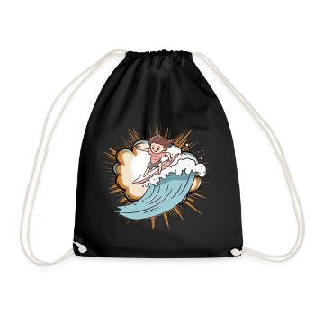 Surfer Surfing California - Drawstring Bag - black - Front